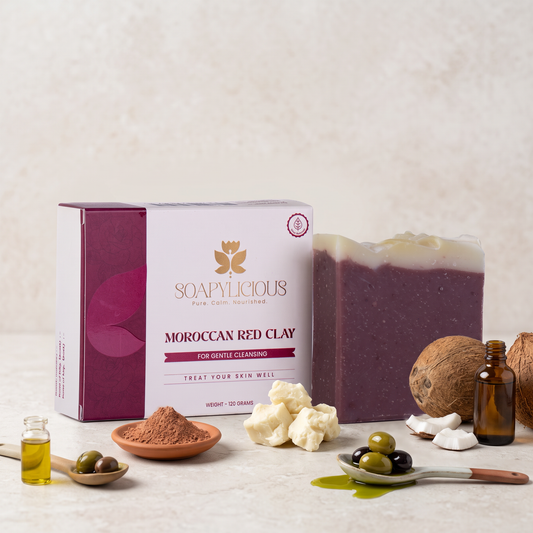 Moroccan Red Clay Soap Bar- Natural,Handmade, Vegan soap for men and women