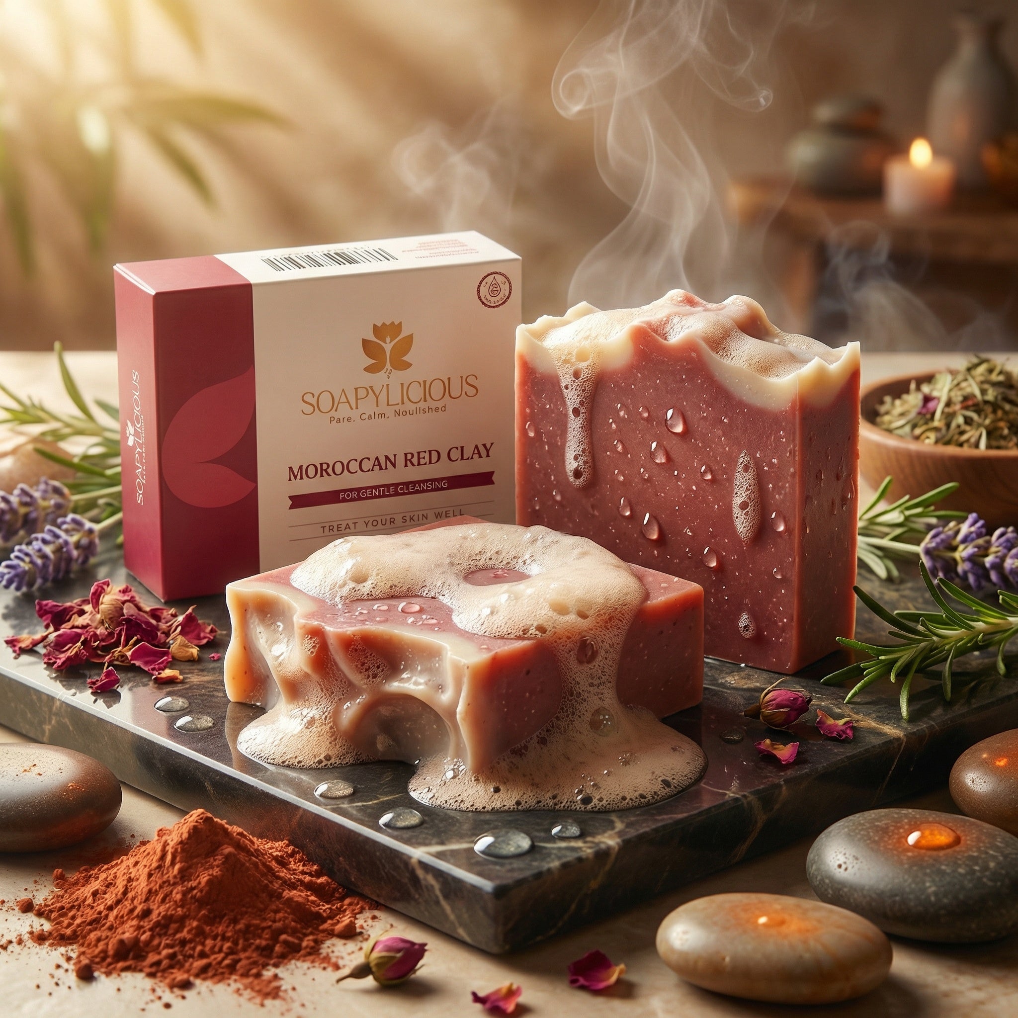 Moroccan Red Clay Soap Bar- Natural,Handmade, Vegan soap for men and women