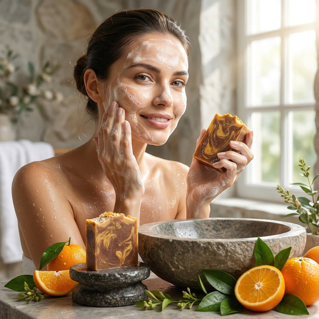 Exfoliating Orange Soap Bar – Natural, Vegan, Handmade for Men and Women