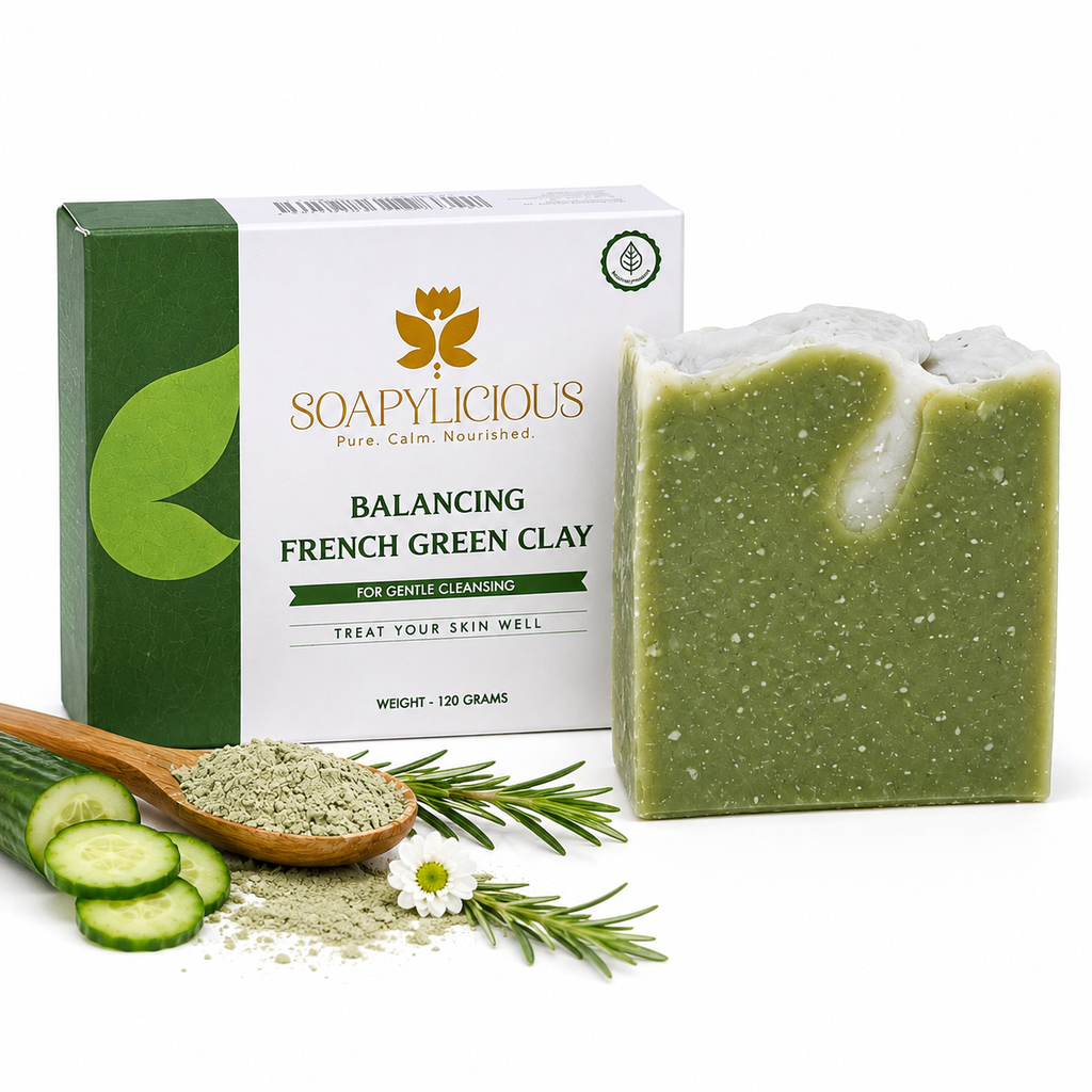 Balancing French Green Clay Soap Bar – Natural, Vegan, Handmade for Men and Women