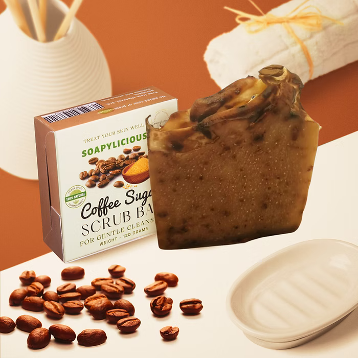 Coffee Sugar Scrub Bar- Natural Handmade Organic Soap