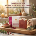 Moroccan Red Clay Soap Bar- Natural,Handmade, Vegan soap for men and women