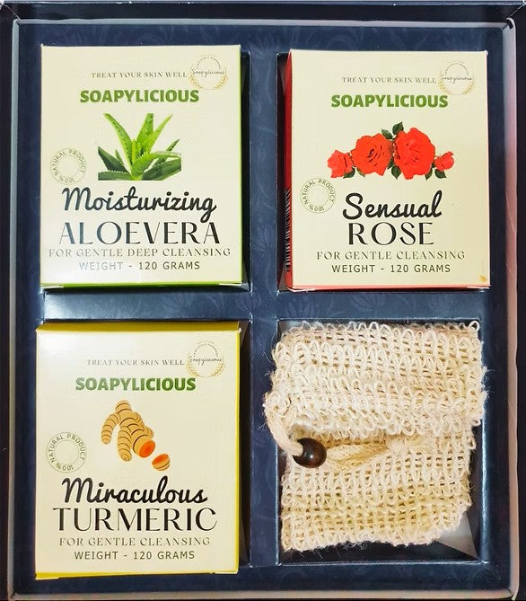 Gift Combo of 3 - Moisturizing Aloevera, Sensual rose, Miraculous turmeric
