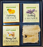 Gift Combo of 3 handmade soaps-Exfoliating Orange, Soothing Lavender, Honey Oat