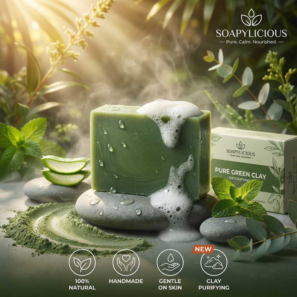 Balancing French Green Clay Soap Bar – Natural, Vegan, Handmade for Men and Women