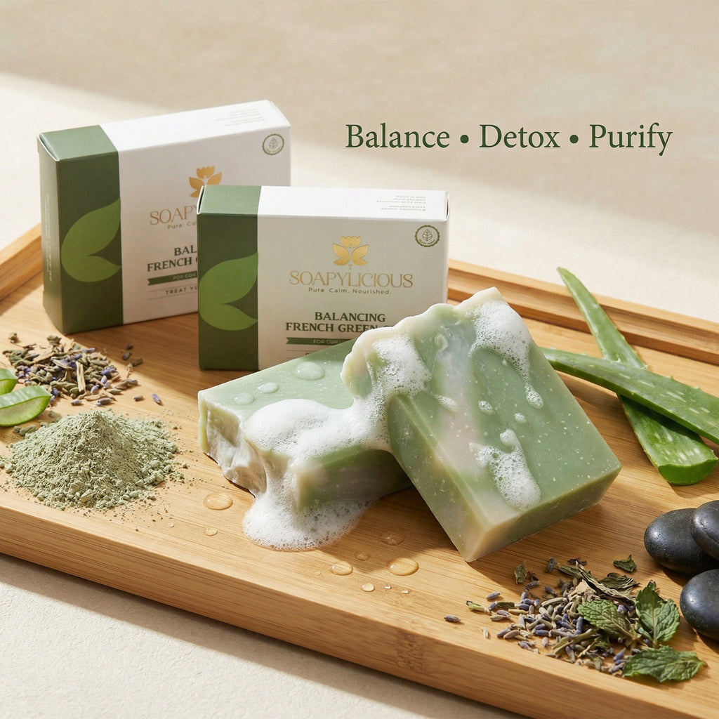 Balancing French Green Clay Soap Bar – Natural, Vegan, Handmade for Men and Women