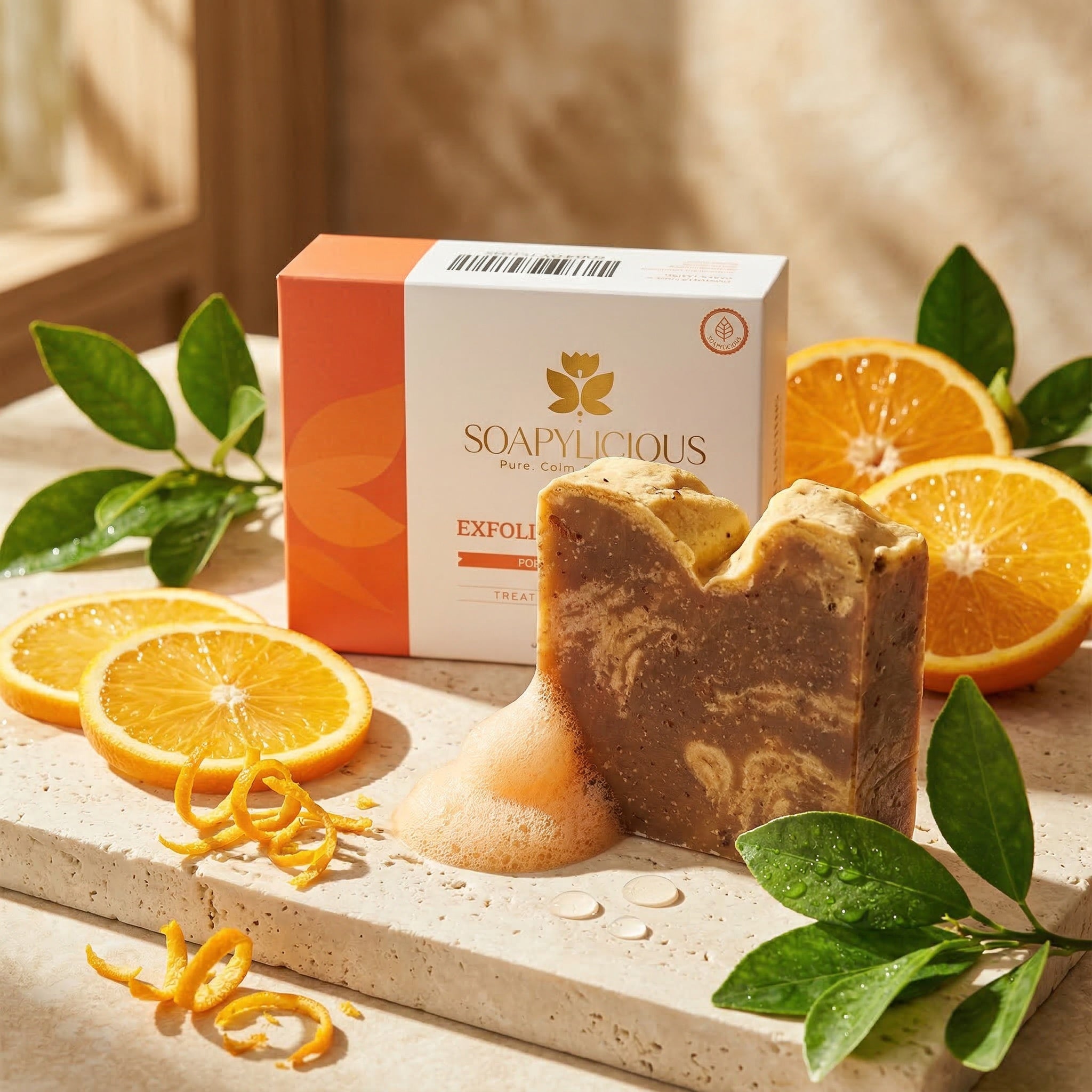 Exfoliating Orange Soap Bar – Natural, Vegan, Handmade for Men and Women