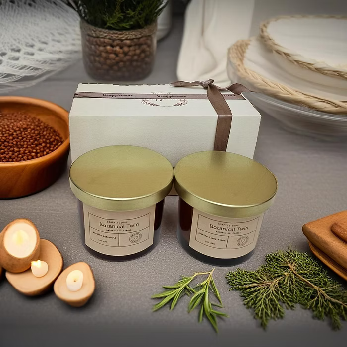 Soy Wax Candle Set - Vanilla Patchouli & Jasmine Ylang Ylang | 200g Handmade