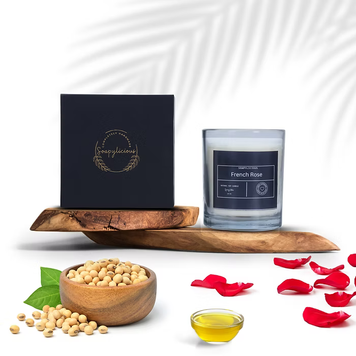 Soy Wax Candles- French Rose Aroma, Natural and handmade