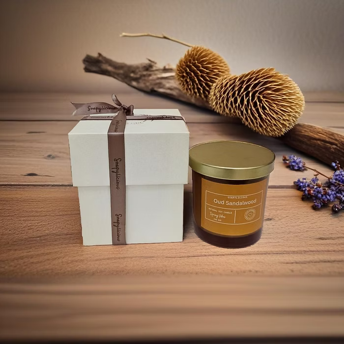 Soy Wax Candles- Oud sandalwood Aroma, Natural and handmade for homes