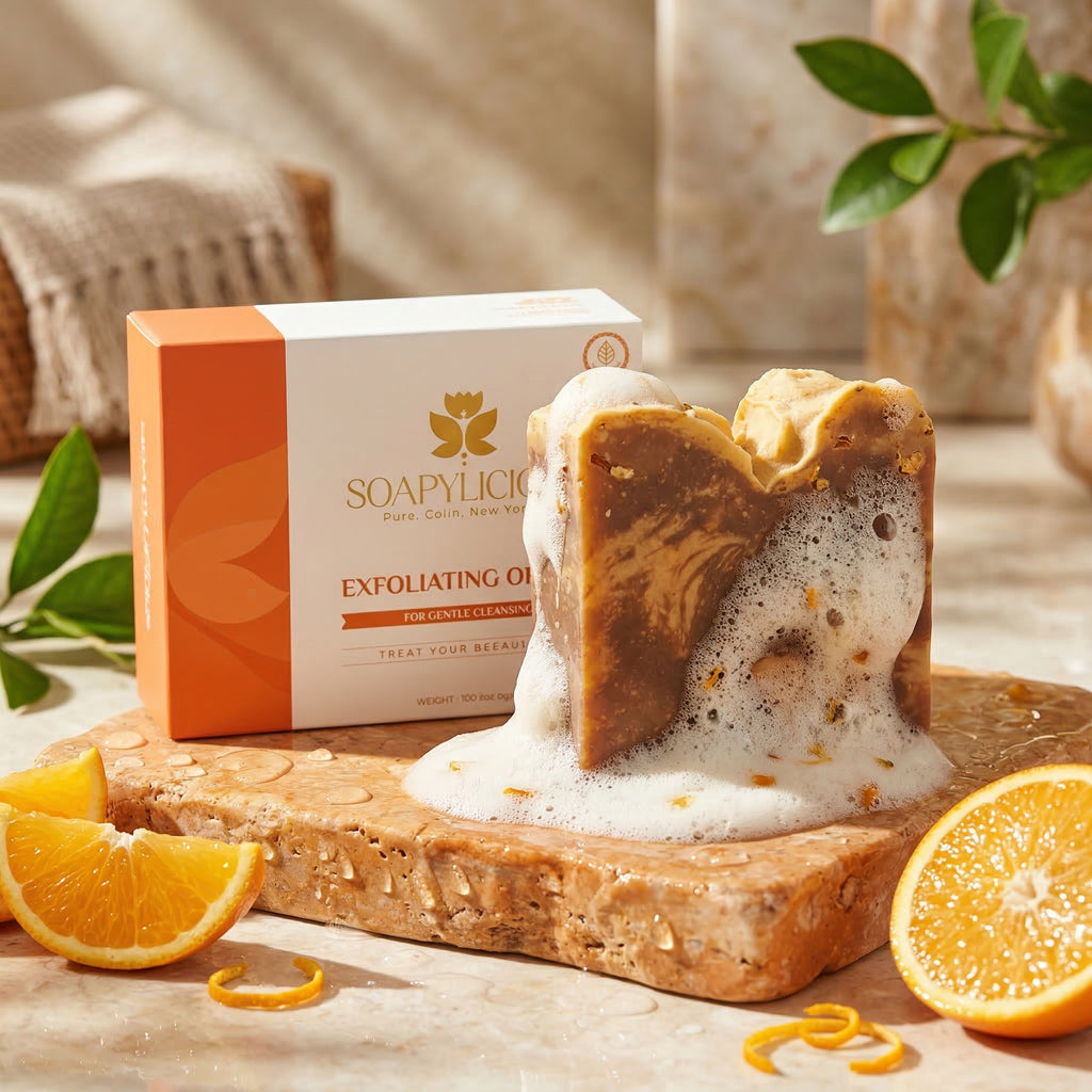 Exfoliating Orange Soap Bar – Natural, Vegan, Handmade for Men and Women