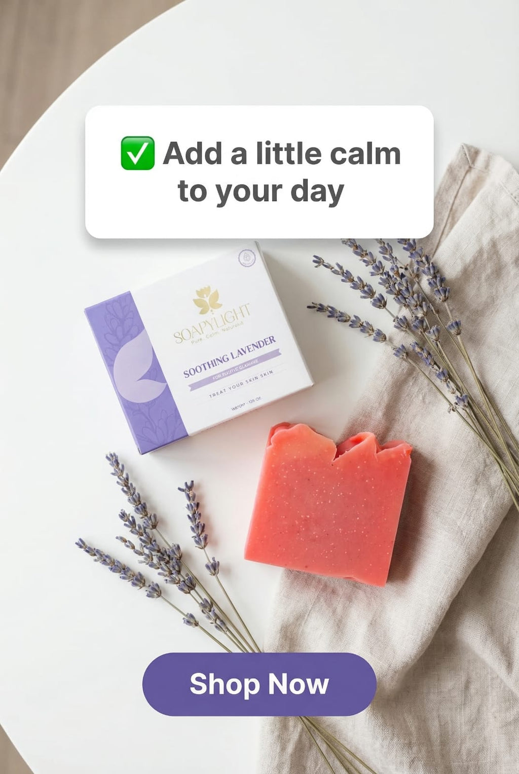 Soothing Lavender Soap Bar – Natural, Vegan, Handmade for Men and Women