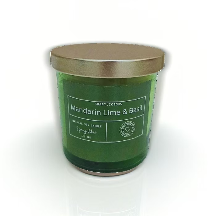 Soy wax candles- Mandarin Lime and basil - Natural and handmade