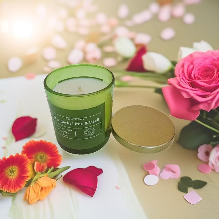 Soy wax candles- Mandarin Lime and basil - Natural and handmade