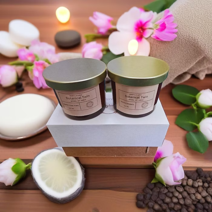Soy Wax Candle Set - Vanilla Patchouli & Jasmine Ylang Ylang | 200g Handmade