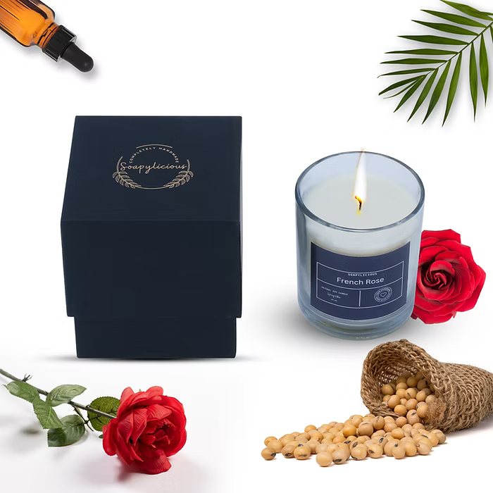 Soy Wax Candles- French Rose Aroma, Natural and handmade