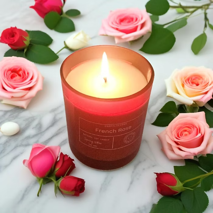 Soy Wax Candles- French Rose Aroma ,Natural and handmade for homes