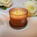 3-Wick Soy Wax Candle - Dark Amber & Patchouli Scent | 300g Handmade, Vegan