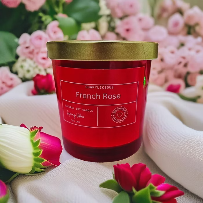 Soy Wax Candles- French Rose Aroma ,Natural and handmade for homes