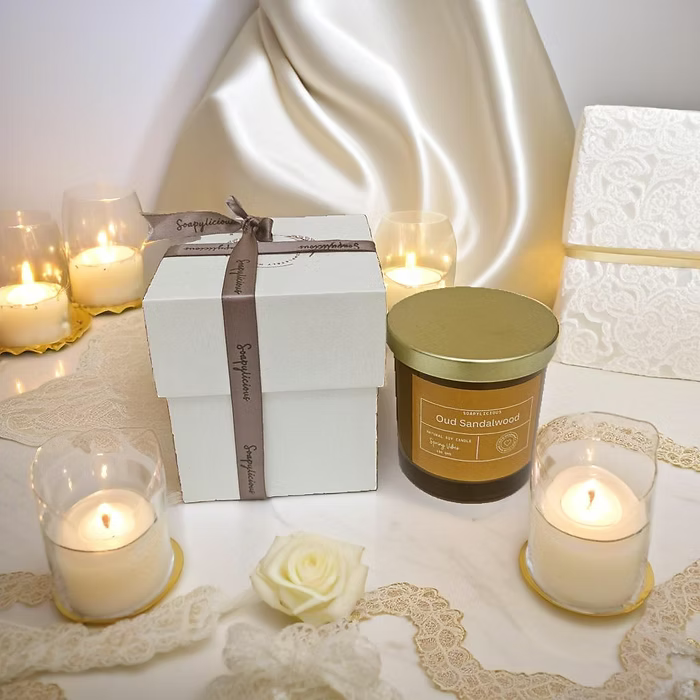 Soy Wax Candles- Oud sandalwood Aroma, Natural and handmade for homes