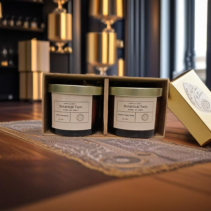 Soy Wax Candle Set - Vanilla Patchouli & Jasmine Ylang Ylang | 200g Handmade