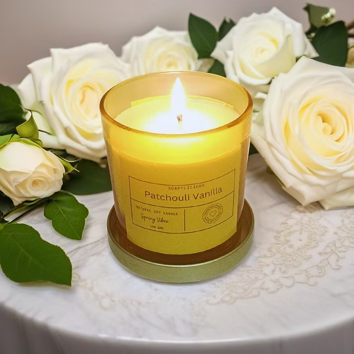 Soy wax candle - Patchouli Vanilla Aroma Completely natural and handmade