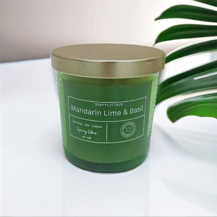 Soy wax candles- Mandarin Lime and basil - Natural and handmade