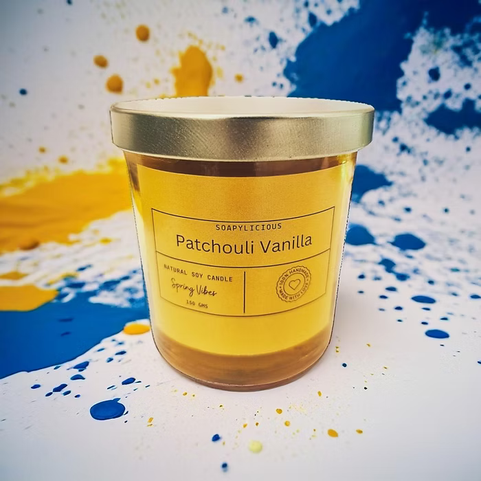 Soy wax candle - Patchouli Vanilla Aroma Completely natural and handmade
