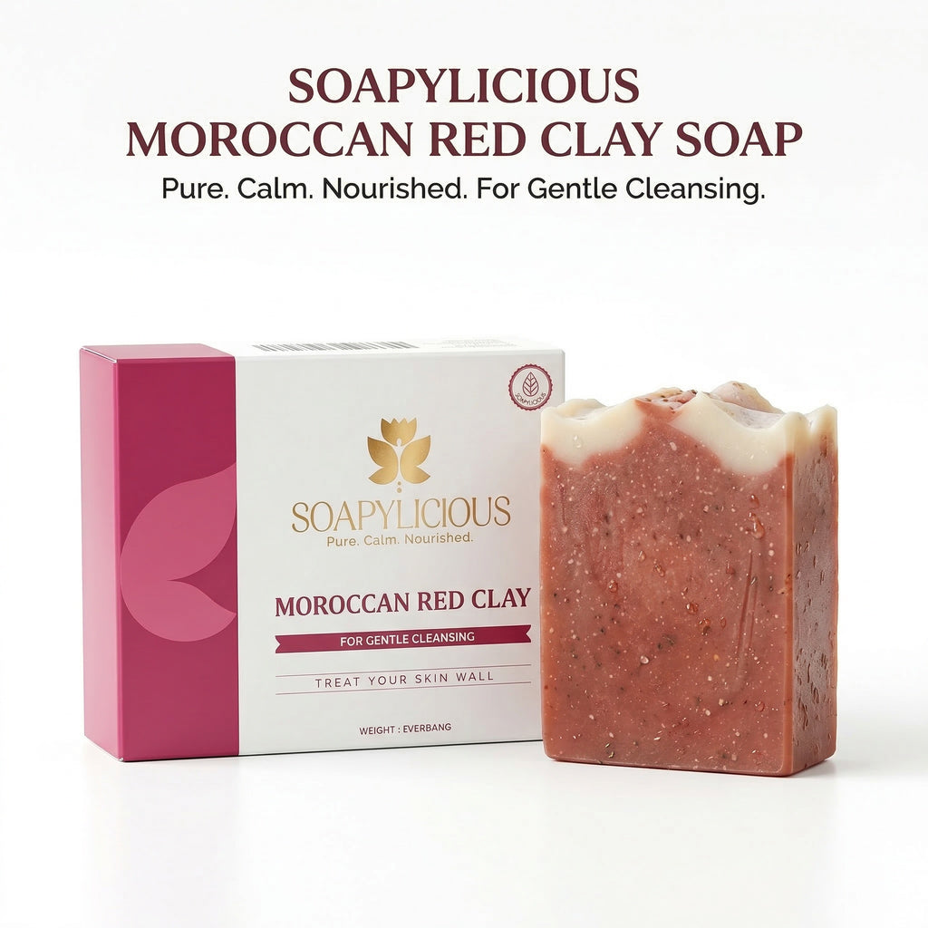 Moroccan Red Clay Soap Bar- Natural,Handmade, Vegan soap for men and women